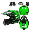 DOT Approved Adult Street Dirt Bike Motorcycle Helmet Downhill Full Face Off-Road Bike ATV Moped Racing Motocross Helmet Set with Goggles Gloves Mask for Youth Men Women Outdoor Riding