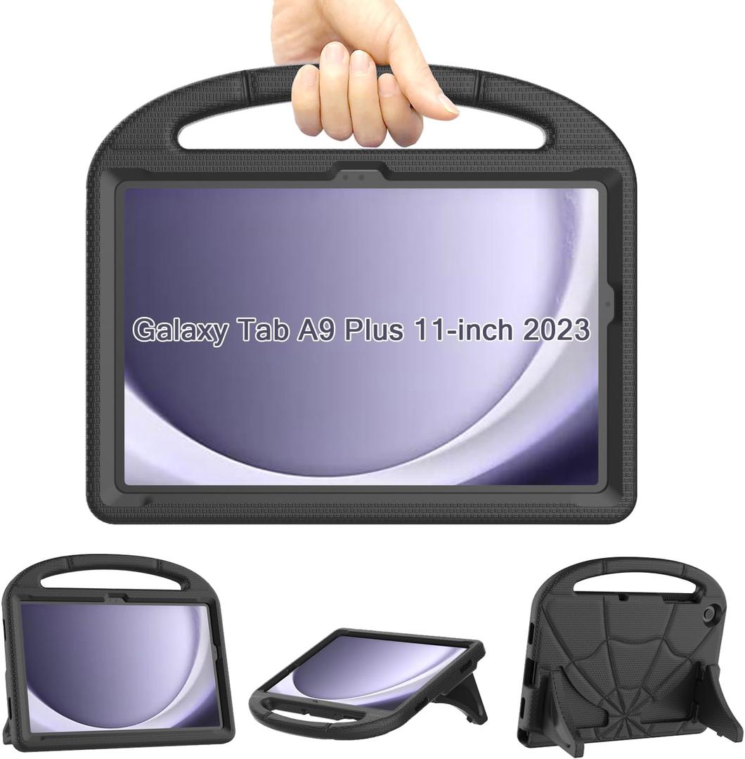 Kids Case for Samsung Galaxy Tab A9 Plus Case 2023 ReleaseLainergie Lightweight Shockproof Kids Friendly Cover with Handle Stand for Samsung Tab A9 Plus 2023, Black
