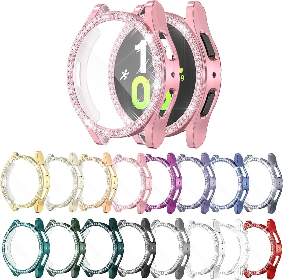 [16 Pack] YUVIKE Watch Screen Protector Compatible with Samsung Galaxy Watch 5/4 40mm, Bling Glitter Case TPU Soft Cover Full Protection with Sparkly Rhinestone for Galaxy Watch5/4/FE 40MM (16 Colors)