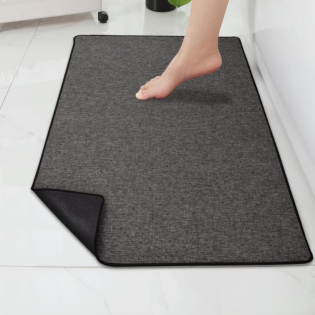 Yancorp Ultra Thin Bath Mat & Rug 20"x 32", Rubber Backed Non-Slip Bathroom Mats, Quick Dry Shower Rugs Under Door, Super Absorbent Floor Mats for Bathroom Sink & Shower Brown