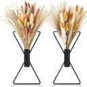 Peryiter 2 Pcs Boho Black Wall Decor Metal Wall Art x Shaped Hanging Planters with Artificial Pampas Modern Home Bedroom Decor for Bathroom Living Room Dining Room