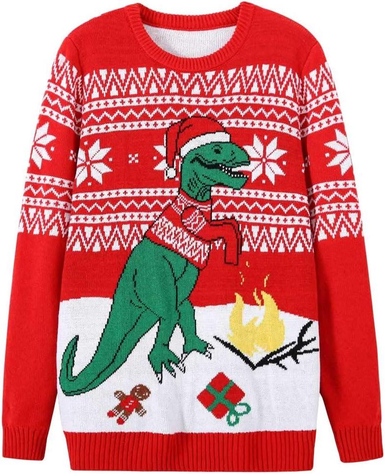 MyFav Men's Ugly Christmas Sweater Holiday Party Knitted Pullover Xmas Sweater (Red, M)