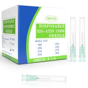 32Ga 1/2 Inch Luer Lock Needle with Cap - Disposable 32G Needles for Precision Refilling of Glues, Inks, and Adhesives, Sterile Individually Wrapped, Box of 100