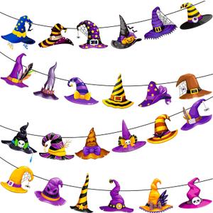2 x 3 Pcs Witch Hat Banners Halloween Party Decorations Halloween Witch Hat Theme Hanging Banners Decorations for Witches Themed Birthday Party Baby Shower Supplies