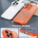 Magnetic Compatible with iPhone 15 Pro Max Case, [Built-in Kickstand][Full Camera Protection][Compatible with MagSafe][Anti-Fingerprint] Shockproof Phone Case for iPhone 15 Pro Max 6.7",Orange