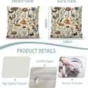 Floral Mushroom Pillow Covers, Vintage Flower Floral Mushroom Decorative Throw Pillow Covers Cushion Cases for Bedroom Couch Sofa Bed Living Room Car 18x18 Inches Set of 2