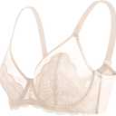 HSIA Minimizer Bras for Women Large Bust Full Coverage Lace Plus Size Bra - Mermaid Scales (36C, Light Pink)