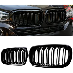 X5 F15 GrilleGloss Black Kidney Grill Fit 2014-2018 X5 F15 X6 F16 X5M F85 X6M F86 Dual Slat Double Line