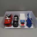 JOYIN 4 Packs Emergency Vehicle Toy Playsets, Friction Powered Vehicles with Light and Sound, Including Fire Truck, Ambulance, Play Police Car and Helicopter, Toddler Kids Boys Gifts