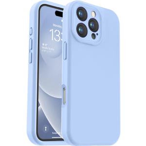 Vooii Compatible with iPhone 16 Pro Case, Liquid Silicone Upgrade [Camera Protection] [Soft Anti-Scratch Microfiber Lining] Shockproof Phone Case for iPhone 16 Pro 6.3 inch - Light Blue