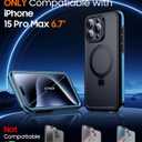 Temdan Magnetic for iPhone 15 Pro Max Case Waterproof, [Built-in Ring Invisible Stand & Screen Protector][IP68 Underwater][Dropproof][Dustproof][Real 360] Shockproof Protective Phone Case 6.7'' -Blue