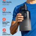 Half Gallon Insulated Water Bottle with Straw & 3 Lids, Coolflask 64 oz Water Jug Large Metal Stainless Steel Wide Mouth for Sports, Gym or Office, Non-BPA Keep Cold 48H Hot 24H, Piano Night