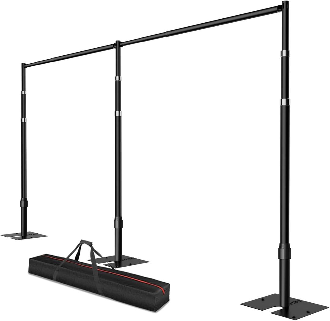 Pipe and Drape Backdrop Stand, 12x20ft Heavy Duty Adjustable Background Frame with Metal Base, Back Drop Holder for Parties Photography Wedding Photoshoot Decoration - Black