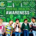 Mental Health Awareness Month Photo Booth Backdrop Green Ribbon May Motivational Decoration School Classroom Background Banner Wall Decor,3.6ft x 5.9ft
