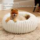 Bedsure ComfyFleece Donut Small Dog Bed - Dog Beds for Small Dogs with Corduroy Fleece & Anti Slip Bottom, Round Faux Fur Pet Beds with Washable Removable Cover, Cream, 23x23x7 inches