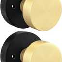 Goldenwarm 2 Pcs Black Gold Dummy Door Knobs, Heavy Duty Zinc-Alloy Brushed Gold Black No-Turning Interior Door Knobs, Indoor Doorknobs for Hallway, Inactive Half Dummy Door Knob