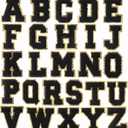 26 Pieces Black Chenille Letter Patches, Embroidered Letters, Glitter Patches, Varsity Iron on Gold Letter Patches, Adhesive Sticker Letter Patch 3.1in Height (26 pcs A-Z set)