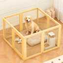 8 Panel Elegant Wooden Frame Clear Acrylic Indoor Puppy Playpen