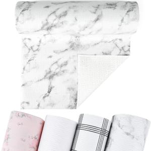 Non-Adhesive Shelf and Drawer Liner for Kitchen Cabinets, 12 in x 10FT Strong Non-Slip Cabinet Liners for Shelves, Refrigerator, Pantry Storage, Bathroom Closet, Easy to Clean & Cut, Marble