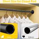 Closet Rod, 16 to 25 inch Adjustable Closet Rods for Hanging Clothes, Heavy Duty Closet Hanging Rod, Black Closet Hanger Poles, Metal Closet Hanging Bar for Wardrobes Laundry, Drilling Installation