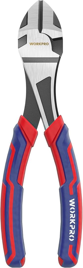 WORKPRO 7-Inch Diagonal Pliers in CRV Steel for Cutting Wires, Bi-material Handle Comfort Grip