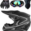 Youth Kids Dirt Bike Helmet, Motocross Off Road Motorcycle ATV UTV Street Bike Casque Casco Combo Gloves Goggles Mask (4Pcs Set), DOT Approved (Small, Gray)