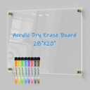 Transparent Acrylic Dry Erase Board | 28x20 Versatile Writing Panel | Includes 8 Bright Markers, Eraser, Colorful Mounting Screws & Easy Install Kit | Ideal for Home, Office, Classroom (Large (28x20"))