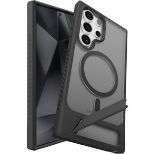 Magnetic for Samsung Galaxy S24 Ultra Case with Kickstand, Compatible with Mag-Safe, Slim Shockproof Grippy Translucent Matte Phone Cover, Built in Invisible Stand, Black