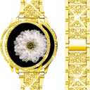 Mosonio Compatible with Samsung Galaxy Watch 6 Band 40mm Bling Jewelry Metal Band with 40mm Cover Case for Women for Galaxy Watch 6（Gold, 40 mm）