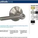 SCHLAGE F51A LAT 619 COL Latitude Lever with Collins Trim Keyed Entry Lock, Satin Nickel
