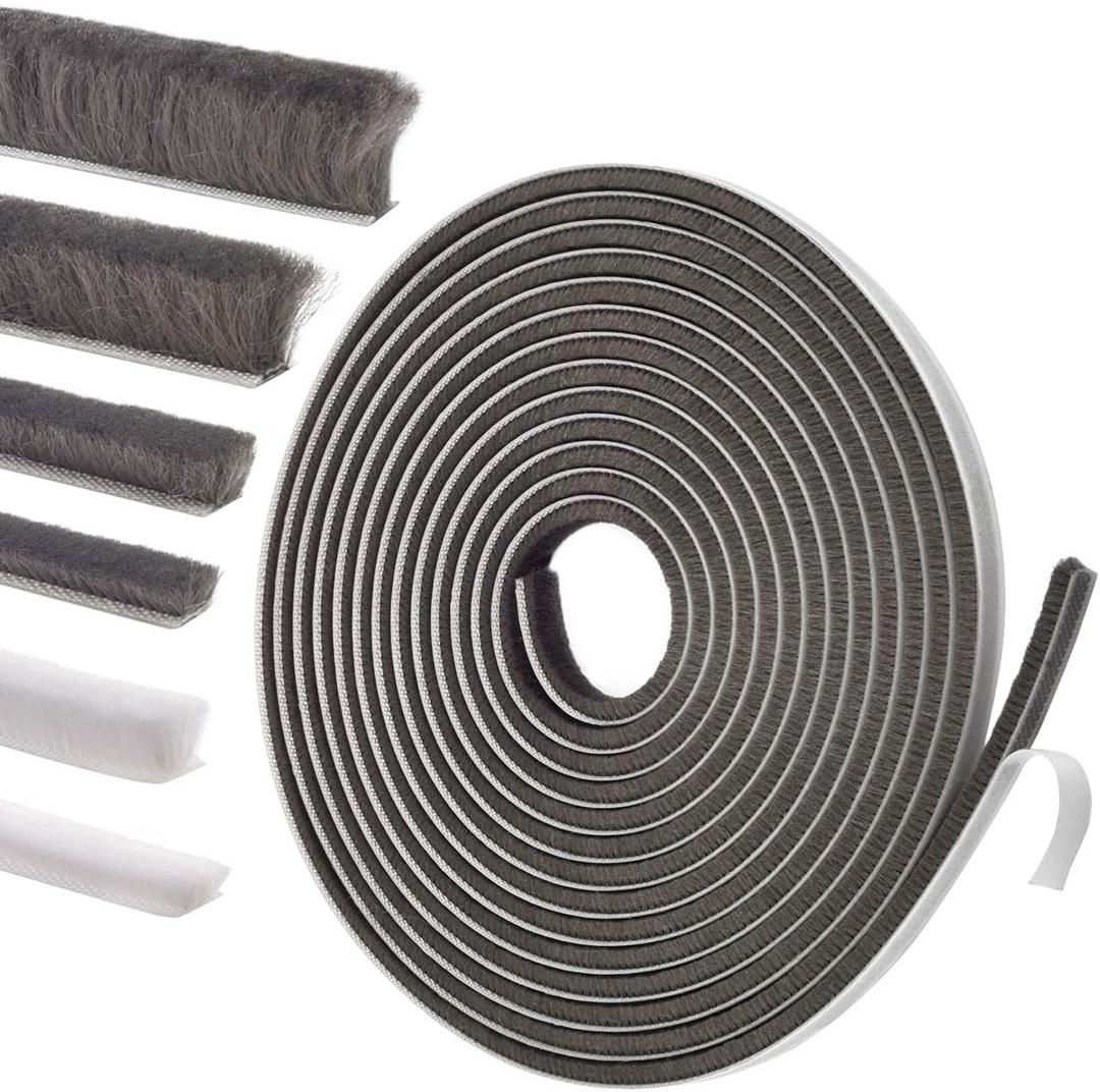 Self-Adhesive Weather Stripping Seal for Doors & Windows  Soundproof Insulation Gap Filler for Sliding, Exterior, Front, and Jamb Frames  0.2" x 0.35" x 16.5 ft, Gray