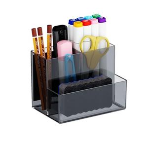Marbrasse Acrylic Magnetic Pen Holder, Dry Erase Marker Holder, Magnetic Whiteboard Pencil Holders for Refrigerator, Locker, School and Office,Grey