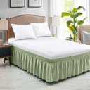 FreshCulture King Bed Skirt, Dust Ruffle for King Size Bed, Easy Fit with 22-Inch Tailored Drop, Elastic Wrap Around Bed Skirt King Size, Hotel Quality Bed Skirts for Adjustable Bed (Sage Green)