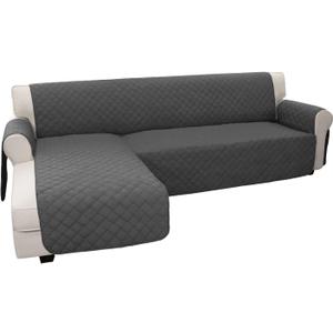 Easy-Going Sectional Couch Covers for Dogs L Shape Sofa Cover Reversible Sofa Slipcover Chaise Lounge Cover Furniture Protector Cover for Pets Dog Cat (Large, Dark Gray/Dark Gray)