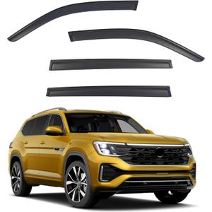 Window Visors Rain Guards Compatible with 2018-2026 Volkswagen Atlas, Side Window Wind Deflectors Vent Shades Out-Channel Accessories, Dark Smoke 4 Pcs, 2019 2020 2021 2022 2023 2024 2025