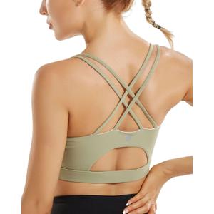 RUNNING GIRL Sports Bras for Women,Padded Sports Bra Tank Top Sexy Crisscross Back High Impact Longline Workout Yoga Bra (S)