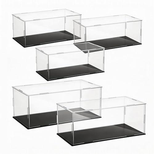 5 PCS Acrylic Display Case for 1: 24 Scale Clear Display Boxes with Plastic Base, Model Showcase & Storage Organizer