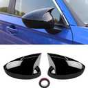 Moonlinks Compatible with 2022 2023 2024 2025 2026 Honda Civic Side Ox Horn Mirror Cover Overlay,Glossy Black LH & RH Side Door Exterior Rearview Mirror Cap Trim for 11th Gen Civic (1 Pair)