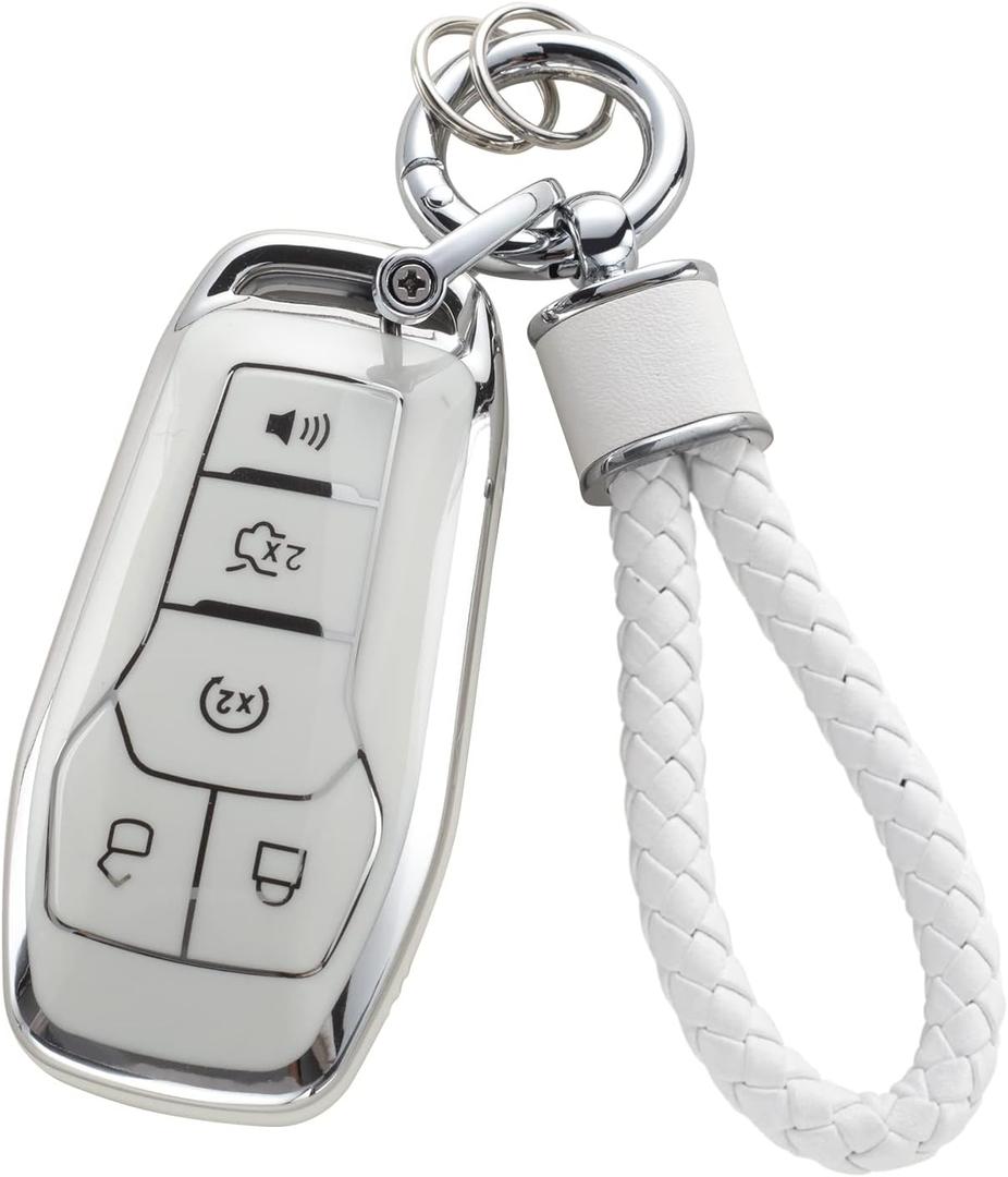 YO&YOYE for Ford Key Fob Cover with Keychain, Soft TPU Key Case Protection Fit for F150 Explorer Mustang Edge Lincoln MKZ MKX MKC