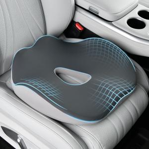 Coverado Car Seat Cushion with Memory Foam, Ergonomic Driving Seat Cushion for Sciatica, Tailbone, Back Pain Relief, Premium Non-Slip Washable Cushion for Car, Driver, Office, Wheelchair (1 Piece, Gray2)