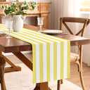 2 x Yellow and White Cabana Striped Table Runner Birthday Party Decoration Baby Shower Dining Room Home Kitchen Table Decor (Yellow, 13" x 72")