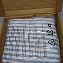 Amazon Basics Lightweight Breathable Super Soft Microfiber 4 Piece Bed Sheet Set, Wrinkle Resistant With 14-inch Deep Pockets - Queen, Dusty Blue Pinstripe, Printed
