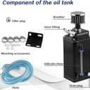 RULLINE Oil Catch Can Square Shape Aluminum Reservoir with Breather Filter 500ML Black