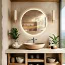 TheiaMo Round LED Mirror for Bathroom, 24" Circle Frameless Backlit Mirror with Lights, Wall Mounted Vanity Mirror, 3 Colors, Dimmable, Anti-Fog, IP65 Waterproof, Memory Function, UL Listed