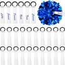 XunYee 48 Pcs Cheer Pom Pom Name Tags, Soft Polyester Tie Ribbon Labels for Cheerleaders Personalized Gear Tags for Cheer Team, Pep Rally, Camp Gifts HTV & Embroidery Ready, 5" x 0.9"
