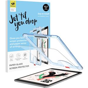 Paperfeel Glass Screen Protector Compatible with iPad 9th / 8th / 7th Generation 10.2 inch, EZ Kit, Auto-Alignment Tool (10.2")