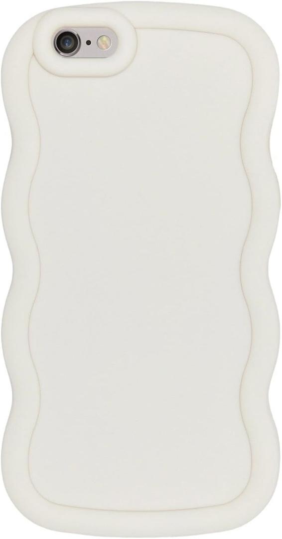 Slim Fit Case for iPhone 6 and iPhone 6S 4.7-Inch, Wave Frame, Cute Soft TPU Thin Protective Phone Cover for Women, Creamy White