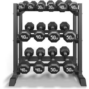 3-Tier Dumbbell Rack, 1100LB Capacity Adjustable Weight Rack for Home Gym, Heavy-Duty Weight Stand for Dumbbells Kettlebells & Weight Plates(Rack Only)