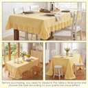 Mindsoft Yellow Striped Ruffled Tablecloth 70 x 52 Inches Cotton Linen Rectangle Striped Table Cloth Classic Farmhouse Vintage Table Cover Decorative Pattern for Holiday Party