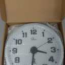 WallarGe Atomic Wall Clock with Night Light - Silent Lighted up Wall Clock Glow in The Dark, Battery Operated, AUTO DST, 12 Inch (Black)